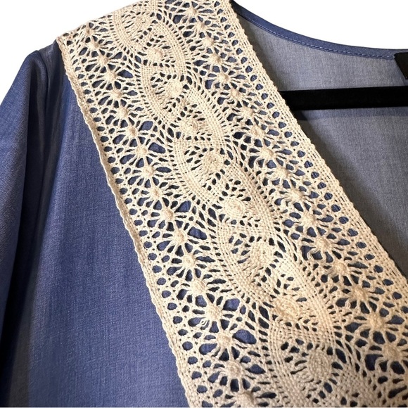 Suzanne Betro Lace Bib Lacing Tie Ruffle Hem MIDI Dress Size 2X NWT #U2504023 - Picture 5 of 13